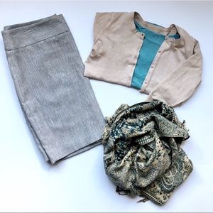 The Limited linen-like gold weave pencil skirt